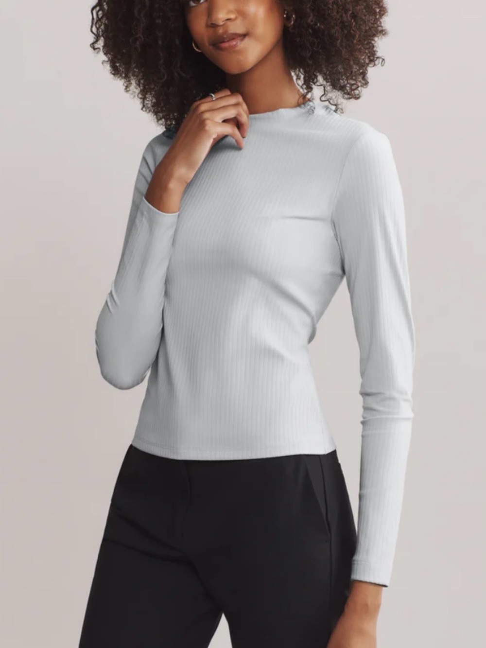 RHONE Grey Mist Modern Ribbed Long-Sleeve Top